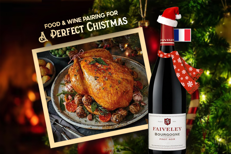 Faiveley Bourgogne Pinot Noir × Gà tây Giáng Sinh